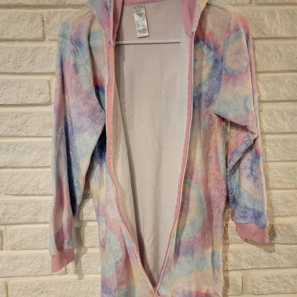 Pijama Rosa Lugar Infantil Con Capucha Una Pieza Cremallera Frontal Niñas Talla XL 14 Foto 3 de 4