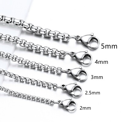 #ad WHOLESALE 1.5 5mm Woman Man 316L Stainless Steel Square Rolo Box Chain 16 36#x27;#x27; $8.44
