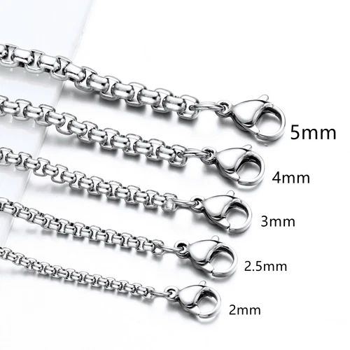WHOLESALE 1.5-5mm Woman Man 316L Stainless Steel Square Rolo Box Chain 16-36''