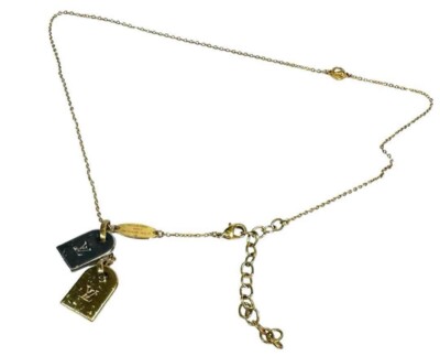 LOUIS VUITTON M63141 Collier Nanogram Miniature Name Tag Gold