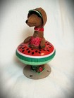 Felt Dachshund Red Brown Sculpture Watermelon Floatie Bikini Beach Summer Decor