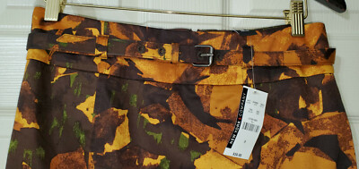 NWT New York Women`s Belted Stretch Pencil Midi Skirt Floral Print 