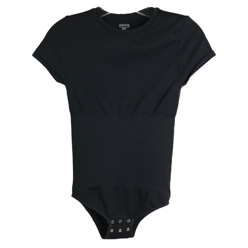 Yummie Bodysuit Womens Sz S/M Black Snap Button Bottom - Foto 1 di 8