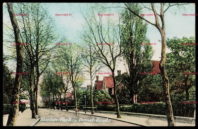 MERTON PARK London Dorset Road Baumgesäumte Straße Nr. Wimbledon Alte Postkarte