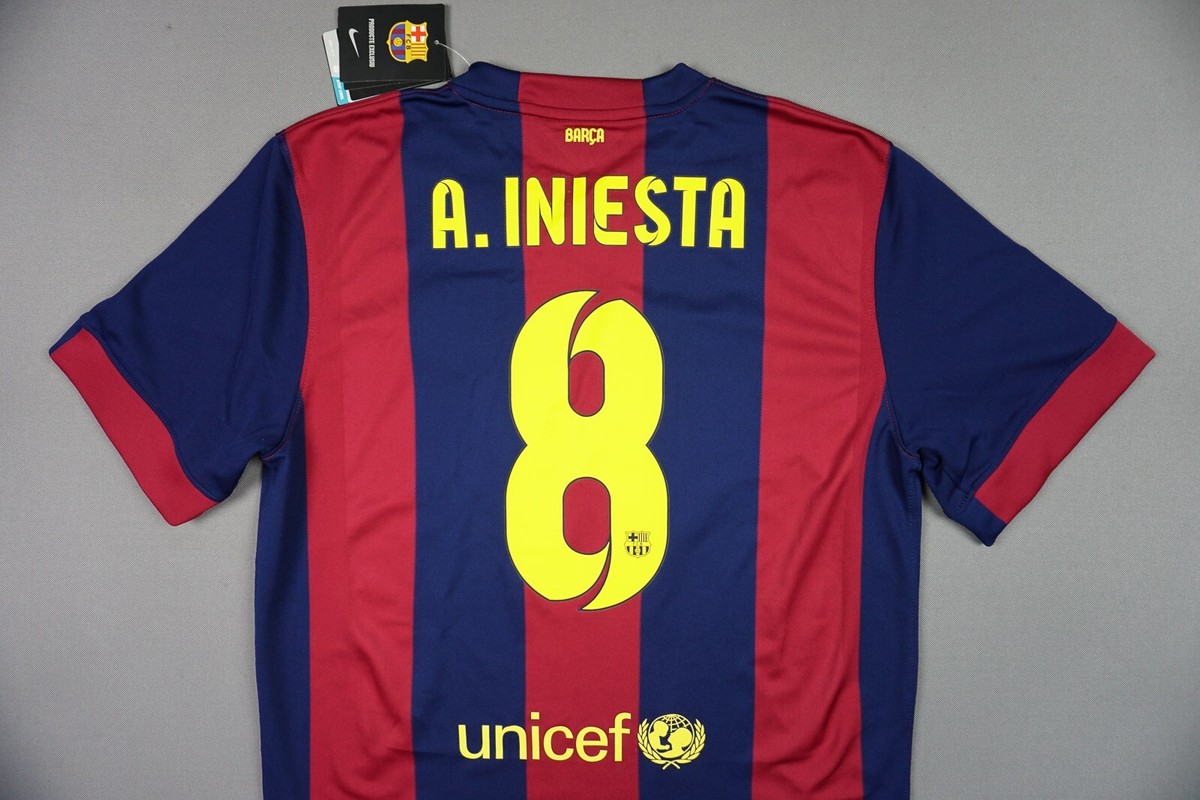 FC Barcelona 2014-2015 Jersey Andres Iniesta Size L Large