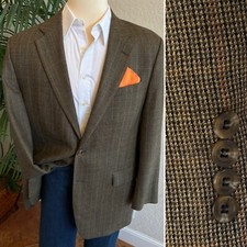CHAPS RALPH LAUREN BLAZER SIZE 46L SPORT COAT LAMBS WOOL CHECK LONG Vtg JACKET