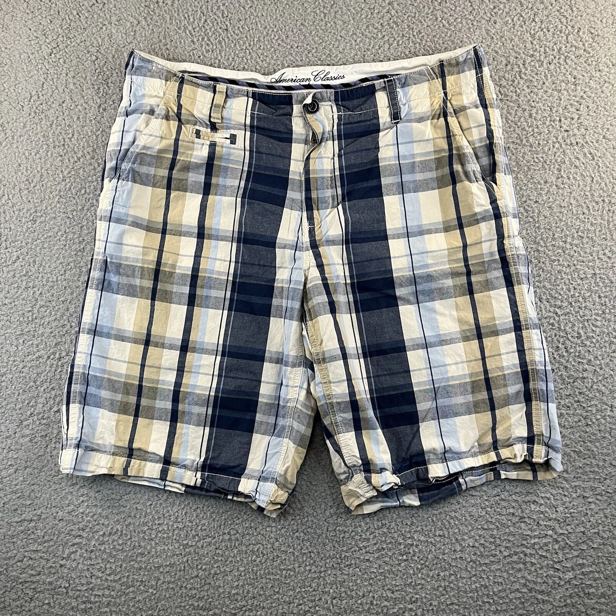 American Classics Shorts Mens 36 Yatch Plaid Bermuda Golf Casual Russell Simmons