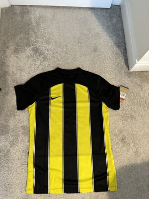 Nike Dri-FIT Striped Football shirt, Black/Yellow, Large, Al