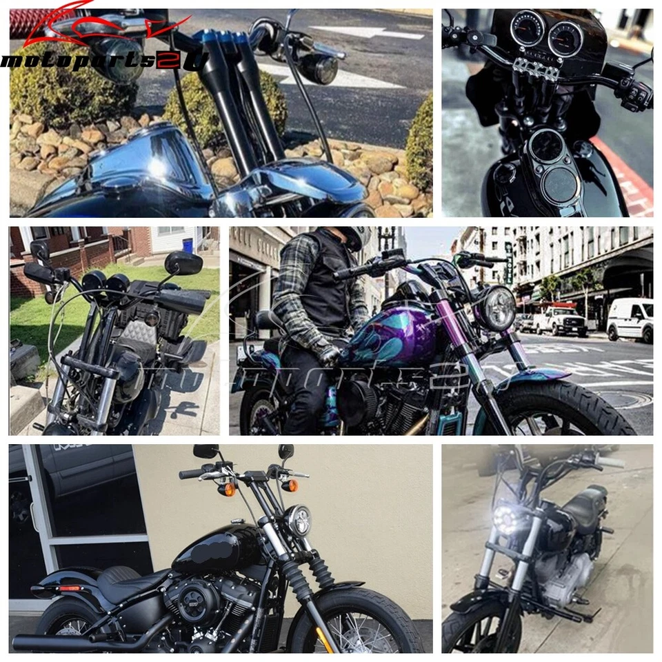  Elevadores de manillar modulares estilo retroceso de 1" para Harley Dyna Street Bob Softail Foto 3 de 4
