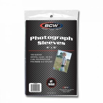 (100-Ct Pack) BCW 4'' x 6'' Photograph Sleeves For Cards Pictures and Postcards