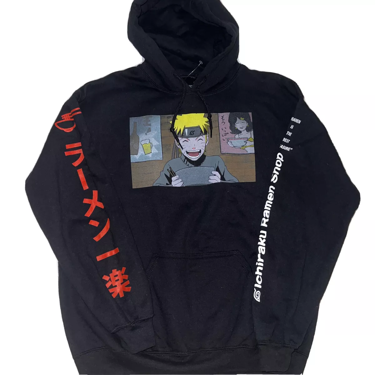 Naruto Shippuden Ichiraku Ramen Shop Shonnen Jump Mens Black Hoodie Small NEW