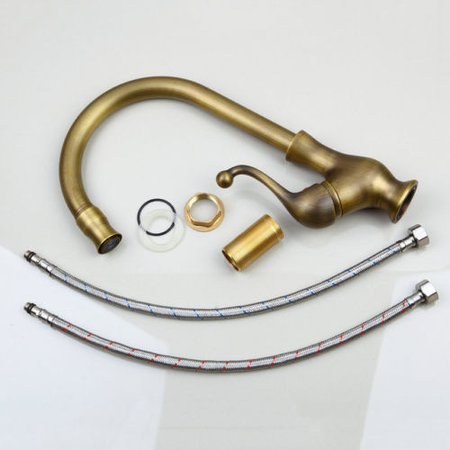 Gorgeous Antique Brass Mixer Sink Water Tap Basin Kitchen Deck Faucets - Picture 3 of 6