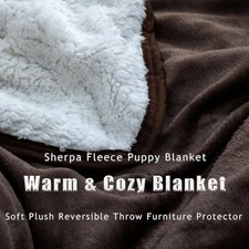 PUPPY/KITTY 50"X60" WATER RESISTANT THROW-FLEECE/SHERPA - EXCELLENT CONDITION