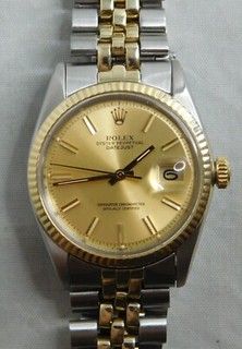 Rolex Datejust 1601 Champagne Dial 14k Solid Gold/SS 1966 Mens Watch....36m