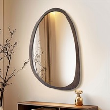 Unique Handcrafted Natural Organic Decor Walnut Wall Mirror Wood Wavy Entryway