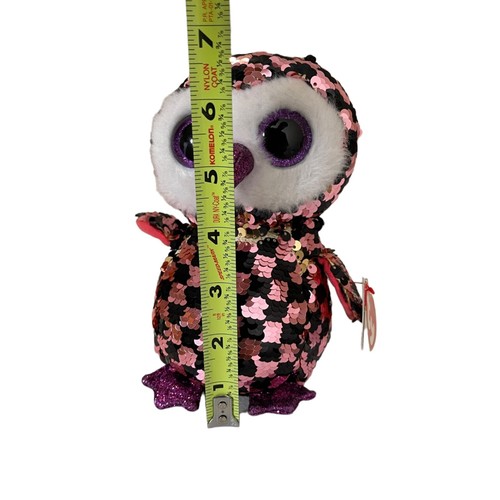 Peluche imbottito TY Flippables Checks the Bird nuovo con etichetta 6" rosa nero - Foto 7 di 9