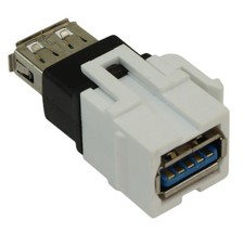 Keystone Jack Insert/Coupler USB 3 Type A to A Female Coupler Type White