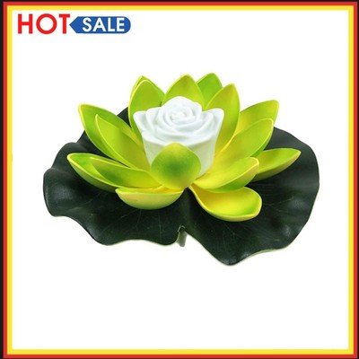 LED Waterproof Floating Lotus Light Flower Lamp Pond Pool Decor (Green)