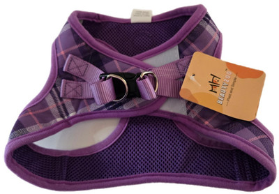 Beauty Zoo Small Dog Harness Purple Plaid and Simple  65% Polyester 35% Cotton