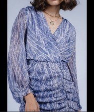 ZARA BLUE ANIMAL PRINT DRAPE MINI DRESS S