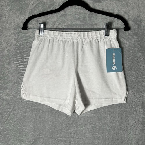 Vintage 90s Soffe Shorts Jrs XS White Cotton Stretch Cheer Gym Sports School
