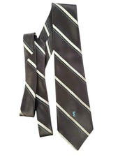 Vintage YSL Yves St Laurent Brown Striped Men's Poly Silk USA MADE Neck Tie