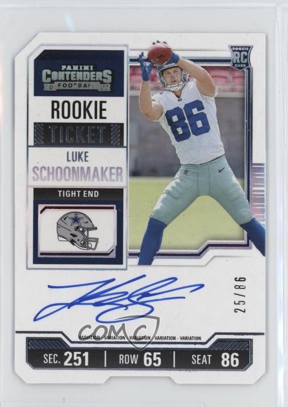 2023 Panini Contenders Ticket Stub 25/86 Luke Schoonmaker Rookie Auto RC 0ie5