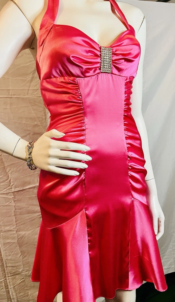 satin halter white dress Halter Satin Dress - White main image 1