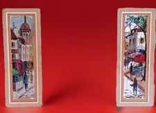 2) Pair Paris France Oil Paintings Mid Century Modern Cityscape J. ROY Original