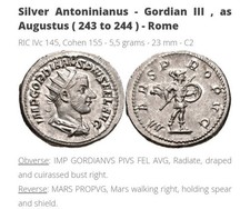Ancient Roman Emperor GORDIAN III, AR Antoninianus. Rome Mint. Mars Reverse. VF