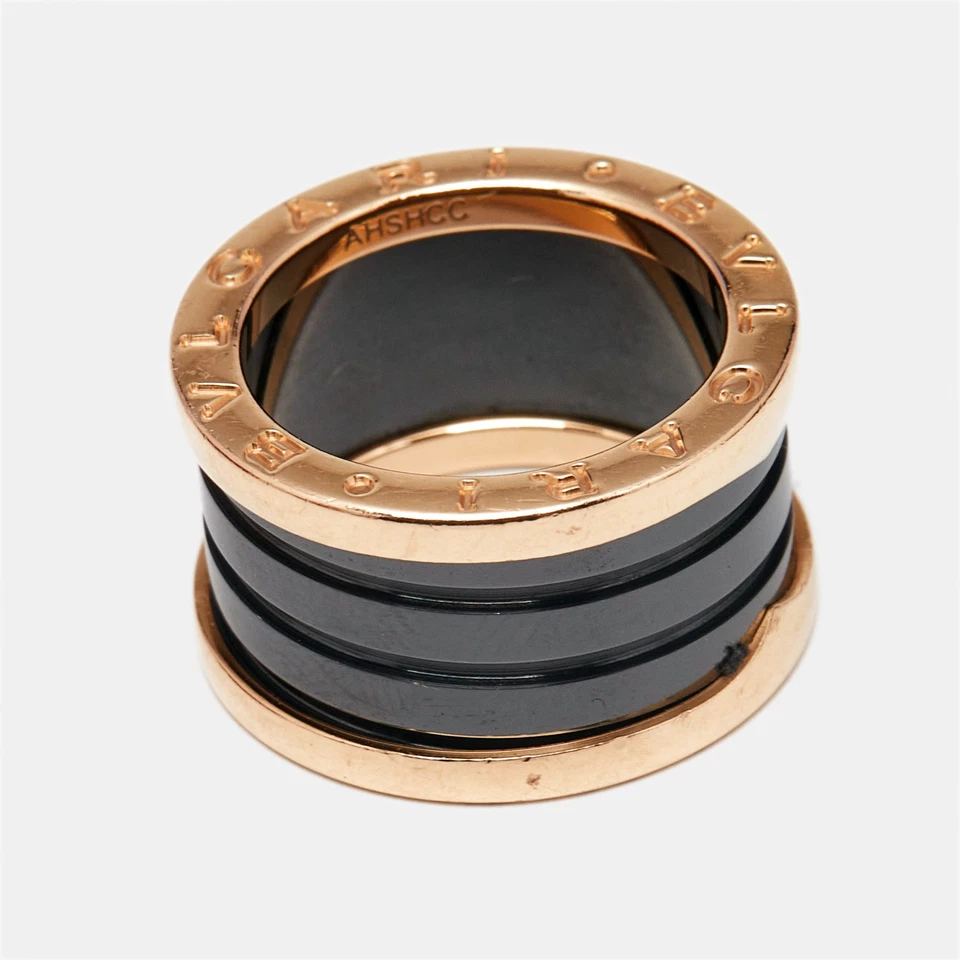Anillo Bvlgari B.Zero1 4 bandas cerámica negra oro rosa 18k talla 50 Foto 4 de 4