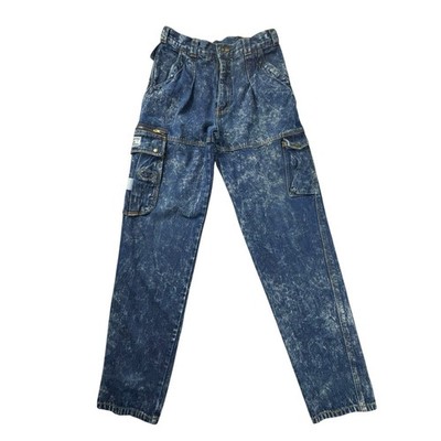 Giovanni Cargo Jeans Straight Mid Rise Acid Wash Men 32