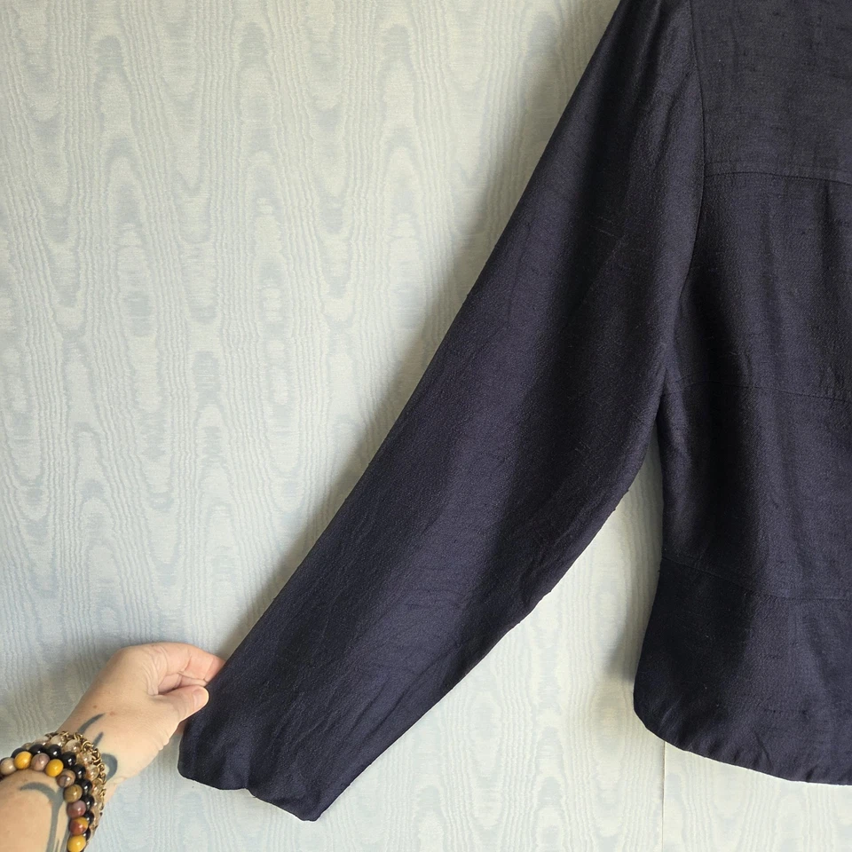 复古女式 10 Lois Snyder Dani Max Blazer 航海学院海军蓝黑色 — 第 2/4 张图片