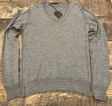 Roberto Collina Cashmere Silk Merino V-Neck Sweater, Gray, New, Light Weight