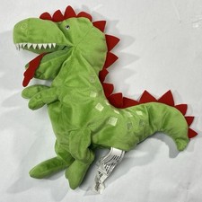 Ikea Green Dinosaur Dragon Hand Puppet Plush Laskig Stuffed Spike Teeth Red Fun