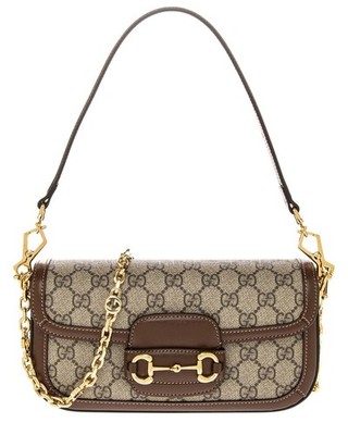 Gucci Horsebit 1955 Gg Supreme Canvas & Leather Shoulder Bag Women's Beige