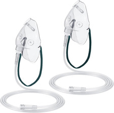 2 PCS L Oxygen Mask with 6.6 Ft Tubing and Elastic Strap