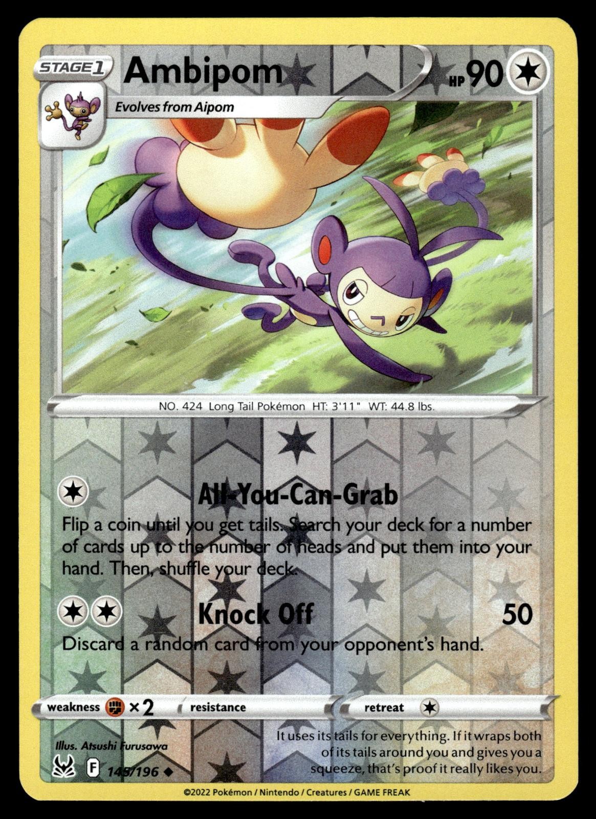 Ambipom 145/196 Uncommon Lost Origin Pokemon Reverse Holo Near Mint