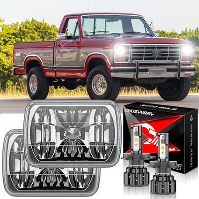Pair for Ford F150 F250 F350 1978-1986 7x6 5x7 inch LED Headlights Hi-Lo beam A+