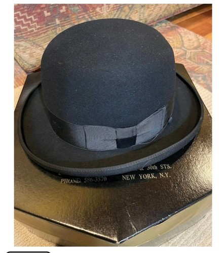 Vintage Chaplin Style Van Dyke Custom NYC Bowler Derby Hat w/ Box