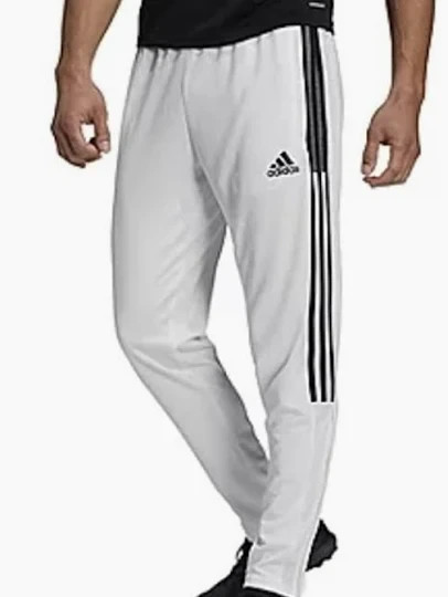 Adidas Mens XL Track Pants Tiro Primegreen Aeroready Training White & Black