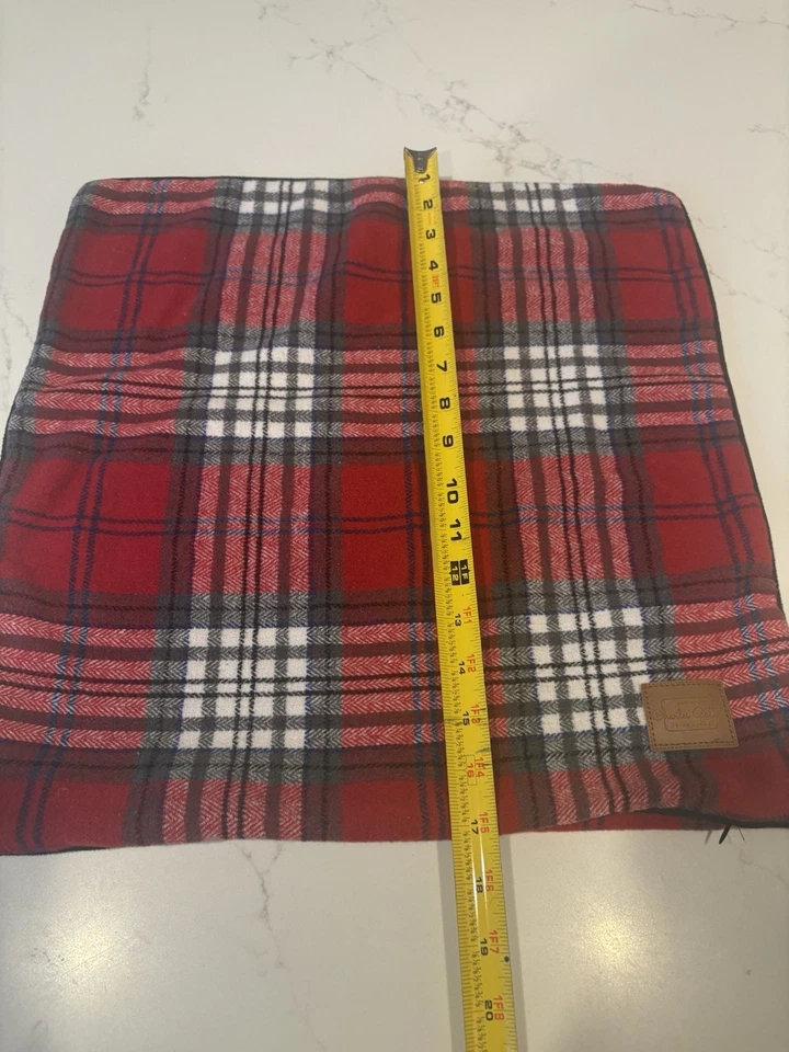 2 FUNDA DE ALMOHADA DE LINO IRLANDÉS CHARLES GALLEN CREMALLERA A CUADROS ROJO NEGRO BLANCO 18x18 Foto 4 de 4