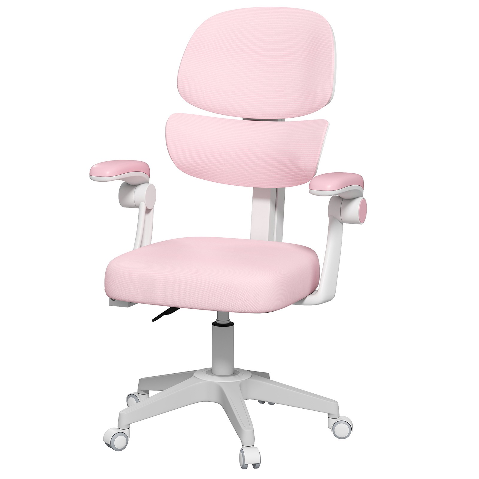 Gray/Pink Kids Study Chair Computer Chair Back-Following,Sit-Locking,360°Casters