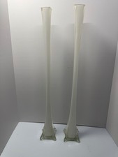 4 jarrones grandes vintage de vidrio soplado a mano Torre Eiffel MCM 28 en blanco