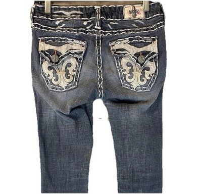 Laguna Beach Jeans Womens 27 Skinny Denim Fleur De Lis Distressed Stitch USA