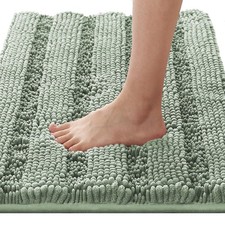 H.VERSAILTEX Bath Mats for Bathroom Non Slip Thick Chenille Striped Bath Rug Abs