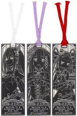 Kadokawa Re:Zero Emilia Beatrice Echidna Metal Bookmark Set 3pcs Used