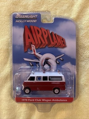  Greenlight Hollywood AIRPLANE 1970 Ford Club Wagon Ambulance Blue Base Chase 