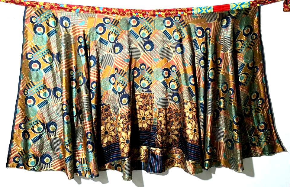 Gonna Hippy Avvolgente Reversibile Moda Shopoholic - 100% Cotone Fatto A Mano, Taglie 6-16