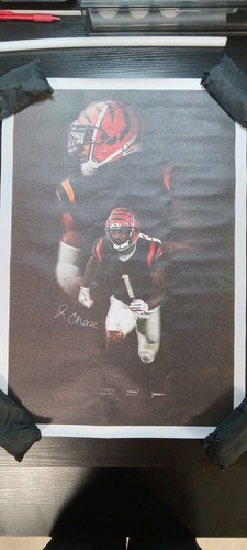 JA'MARR CHASE CINCINATTI BENGALS 17.5" X 25" LIENZO ARTE DE PARED FIRMA IMPRESA - Imagen 20 de 24